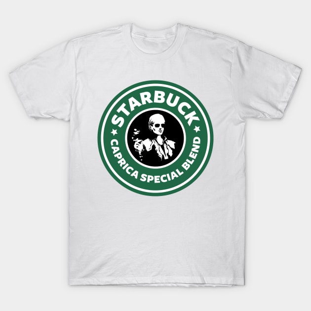 Battlestar Galactica Starbuck Caprica Special Blend Coffee T-Shirt by Rebus28